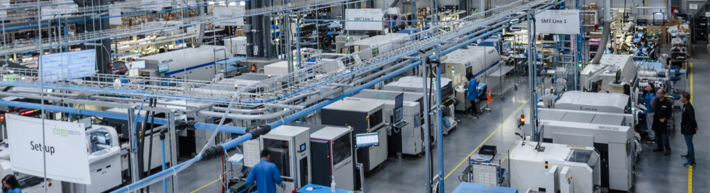 How to Evaluate Electronic Manufacturing Services Companies for Advanced Electronics Manufacturing Services. DSM electronics manufacturing facility in Calgary, Canada, with automated SMT production lines supporting complex electronics manufacturing.