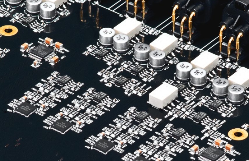 Printed Circuit Board (PCB) representing Audio Entertainment, one of DSM's industry markets.